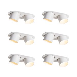 Set of 6 Recessed Spotlights White GU10 70mm Tiltable 2-Light - Installa