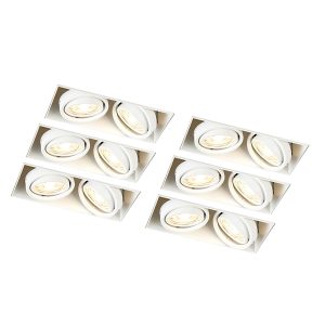Set of 6 Recessed Spotlights White GU10 Tiltable Trimless 2-Light - Oneon
