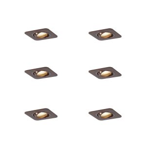 Set of 6 Rounded Recessed Spotlights Dark Bronze GU10 50mm IP44 - Alberto