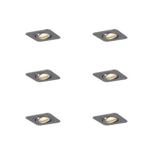 Set of 6 Rounded Recessed Spotlights Gunmetal GU10 50mm Adjustable IP44 - Alberto