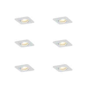 Set of 6 Rounded Recessed Spotlights White GU10 50mm Rotatable and Tiltable IP44 - Alberto