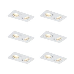 Set of 6 Rounded Recessed Spotlights White GU10 50mm Rotatable and Tiltable IP44 2-Light - Alberto