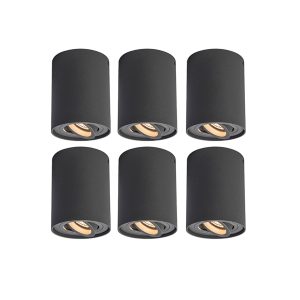 Set of 6 Smart Spotlights Dark Grey Incl. Wifi GU10 - Rondoo Up