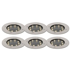 Set of 6 Steel Ground Spotlights Incl. LED IP65 Solar - Terry
