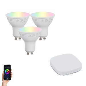Set of Smart GU10 Dimmable LED Bulbs 4.7W 400 lm 2700K-6500K incl. Zigbee Smart Hub