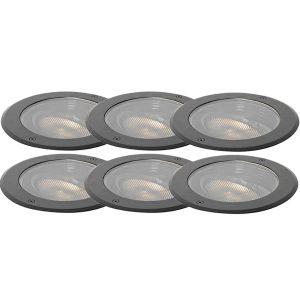Set van 6 dimbare buiten grondspots zwart IP65 incl LED - Delux Honey