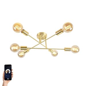 Smart Art Deco Ceiling Light Brass Incl. 6 WiFi G95 - Sydney