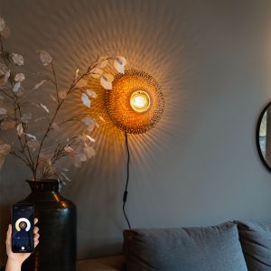 Smart Bamboo Wall Light 30 cm with Plug Incl. Wifi P45 - Rina