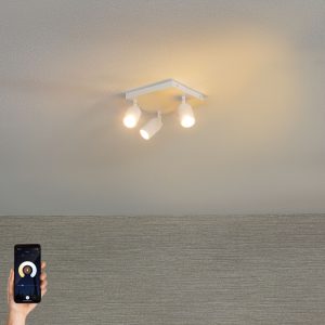Smart Bathroom Spotlight White Square 3-Light IP44 incl. 3 Wifi GU10 50mm - Ducha