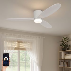 Smart Ceiling Fan White 132cm Incl. LED Dimmable in Kelvin with Remote Control - Sofio