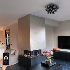 Smart Ceiling Lamp Black with Smoke Glass Incl. 6 Wifi G9 - Uvas