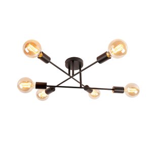 Smart Ceiling Light Black 6 Lights Incl. Wifi G95 - Sydney