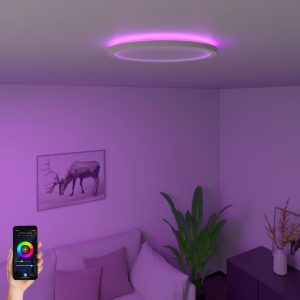 Smart Ceiling Light White 29.5 cm Incl. LED RGBW IP54 - Siem