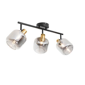 Smart Ceiling Spotlight Black with Smoke Glass Elongated Incl. 3 Wifi P45 - Zuzanna