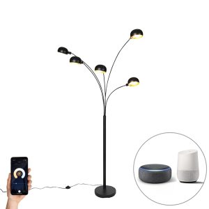 Smart Floor Lamp Black 5-Light Incl. Wifi B35 - Sixties