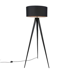 Smart Floor Lamp Black with Black Lampshade Incl. Wifi A60 - Ilse