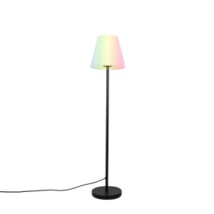 Smart Floor Lamp Black with White Shade 35 cm IP65 incl. WiFi A60 - Virginia