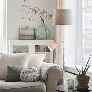 Smart Floor Lamp Steel with Grey Lampshade Incl. Wifi A60 and E14 - Retro