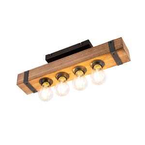 Smart Industrial Ceiling Light Wood with Steel Incl. 4 A60 Wifi - Reena