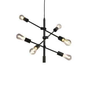 Smart Industrial Pendant Lamp Black Incl. 6 WiFi ST64 - Sydney