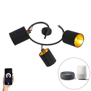 Smart Modern Ceiling Light Black Incl. 3 WiFi B35 - Lofty