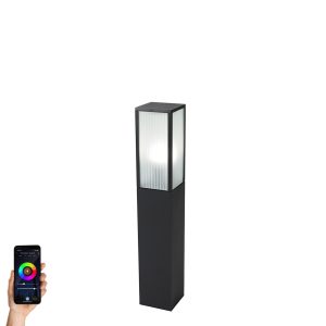 Smart Outdoor Floor Lamp Black with Ribbed Glass 80 cm incl. WiFi A60 - Charlois