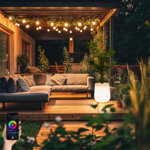 Smart Outdoor Floor Lamp Flowerpot White IP44 Incl. Wifi A60 - Flowerpot