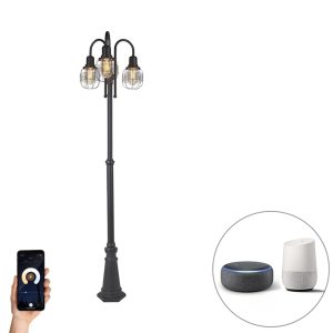 Smart Outdoor Lamp Black 3-Lights IP44 incl. WiFi ST64 - Guardado