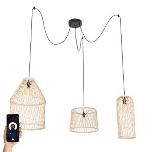 Smart Outdoor Pendant Light Rattan 3-Light Incl. LED - Calamus