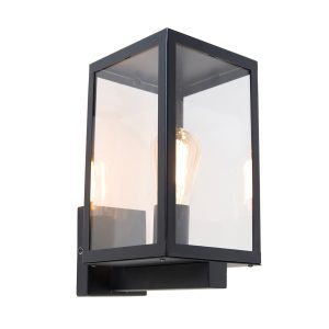 Smart Outdoor Wall Lamp Black with Glass 30 cm incl. Wifi ST64 - Rotterdam