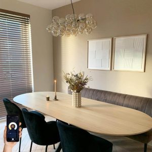 Smart Pendant Lamp Black with Amber Glass Incl. 8 Wifi G9 - Uvas