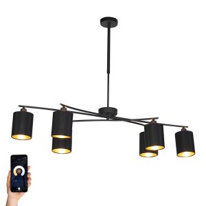 Smart Pendant Light Black Adjustable Incl. 6 Wifi B35 - Lofty