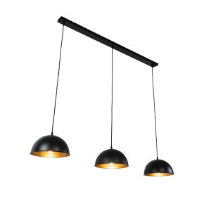 Smart Pendant Light Black with Gold 3-Light Incl. Wifi A60 - Magnax
