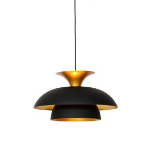 Smart Pendant Light Black with Gold Incl. Wifi G95 - Titus