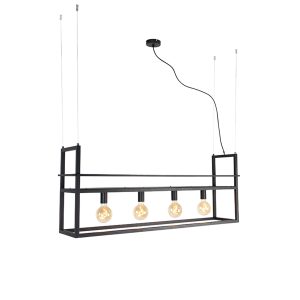 Smart Pendant Light Black with Large Shelf 4-Light Incl. Wifi G95 - Cage Rack