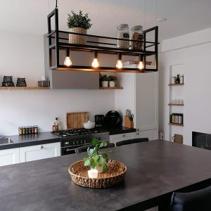 Smart Pendant Light Black with Shelf Incl. 4 Wifi A60 - Cage Rack