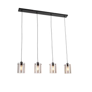 Smart Pendant Light Black with Smoke Glass Incl. 4 Wifi ST64 - Dome