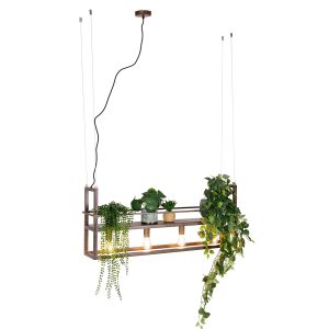 Smart Pendant Light Rust Brown with Shelf Incl. 4 Wifi A60 - Cage Rack