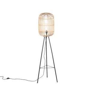 Smart Rustic Floor Lamp Rattan Incl. WiFi A60 - Manila