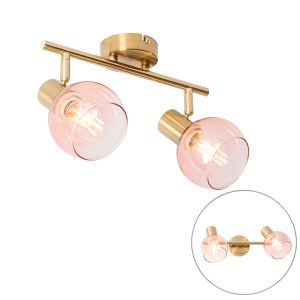 Smart Spotlight Gold with Pink Glass Incl. 2 Wifi P45 - Vidro