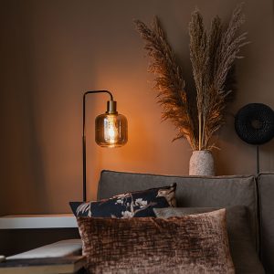 Smart Table Lamp Black with Gold and Smoke Glass Incl. Wifi A60 - Zuzanna