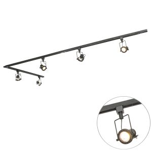 Smart Track Lighting System Black 1-Phase Incl. 5 Wifi GU10 - Iconic Suplux