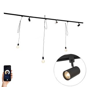 Smart Track Lighting System Black 3 Spotlights and Pendant Light 1-Phase - Iconic Cavalux Jeana