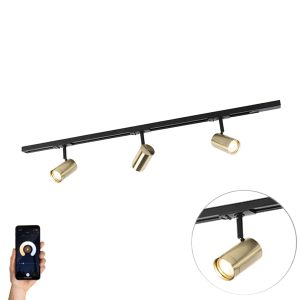 Smart Track Lighting System Black with Gold 1-Phase 3-Light Incl. Wifi GU10 - Iconic Jeana