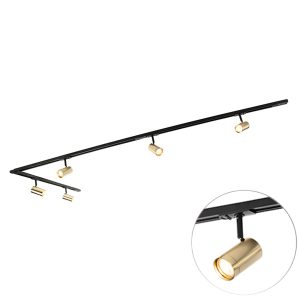 Smart Track Lighting System Black with Gold 1-Phase 5-Lights Incl. Wifi GU10 - Iconic Jeana