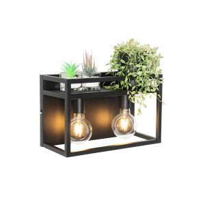 Smart Wall Light Black with Shelf Incl. 2 Wifi G95 - Cage Rack