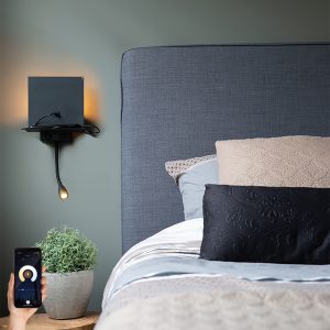 Smart Wall Light Black with USB and Flex Arm Incl. Wifi G9 - Flero