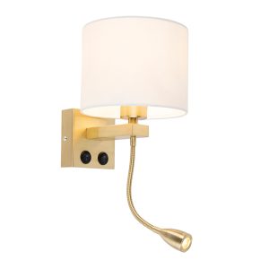 Smart Wall Light Gold with White Shade Incl. Wifi A60 - Brescia