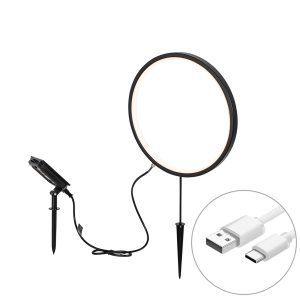 Spike Light Black 60 cm Incl. Rechargeable LED and Solar IP65 - Adalind