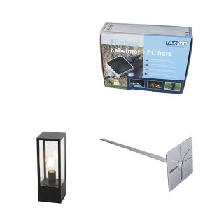 Standing Outdoor Lamp Black 40 cm with Ground Spike and Cable Connector - Charlois